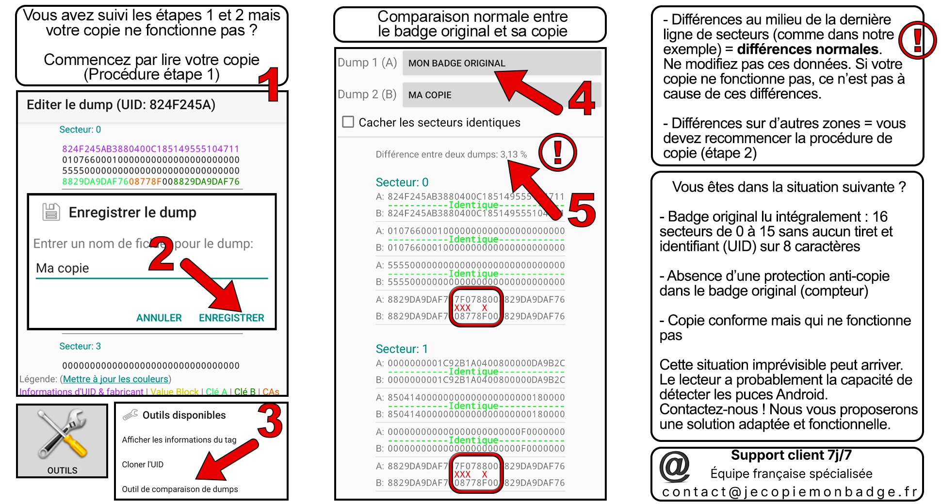 Comparaison d’un badge original et de sa copie avec MCT sur Android
